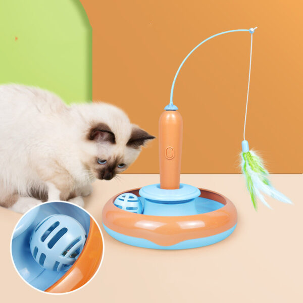 2 In 1 Pet Cat Toy With Feather & Cat Turntable - Image 2